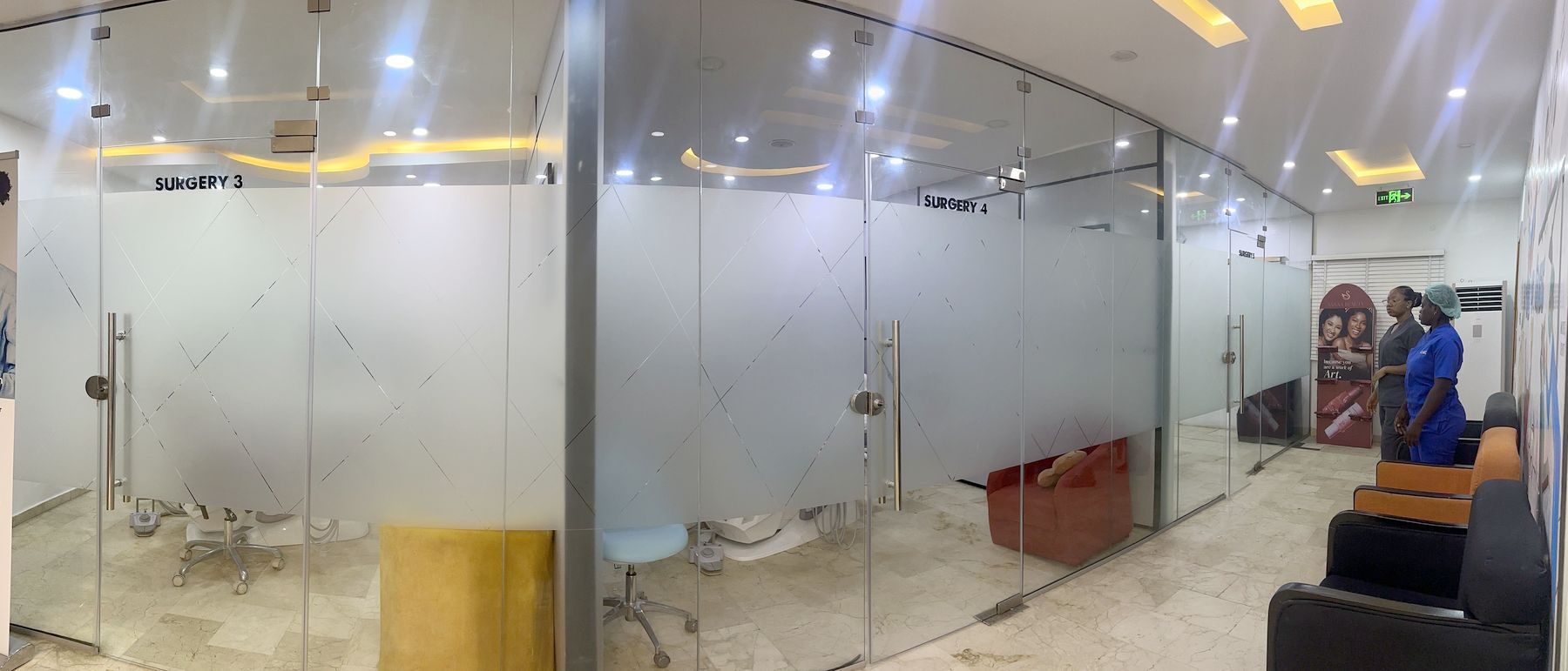 The private surgeries behind glass at Glaze Dental, Lekki Phase 1